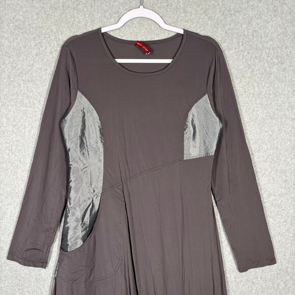 Bianco Levrin‎ Dress Small Taupe Parachute Lagenlook Artsy Modest Art Wear Flowy - Picture 2 of 14